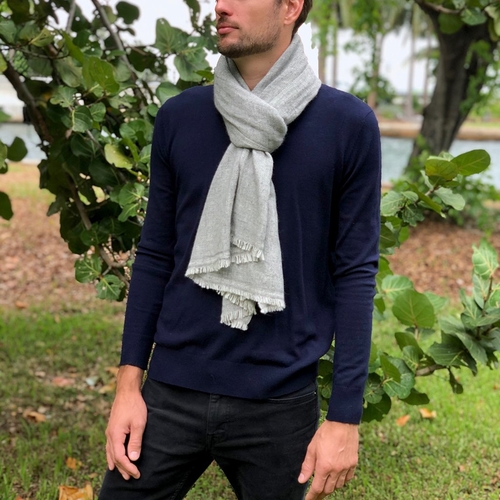 Gray Handloom Cashmere Scarf - Image 2