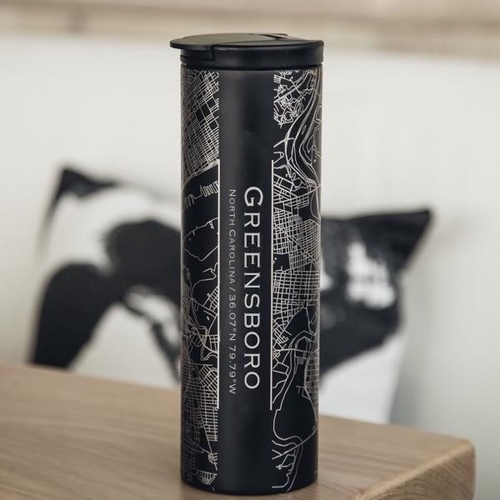 Greensboro - North Carolina Map Tumbler in Matte Black
