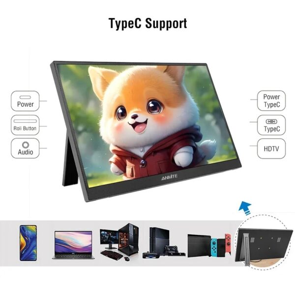 Anmite 14 Inch Touch Portable Monitor 1200P HDR IPS Gaming Monitor USB TYPE C HDMI For Phone Laptop Desktop PS4 - Image 4
