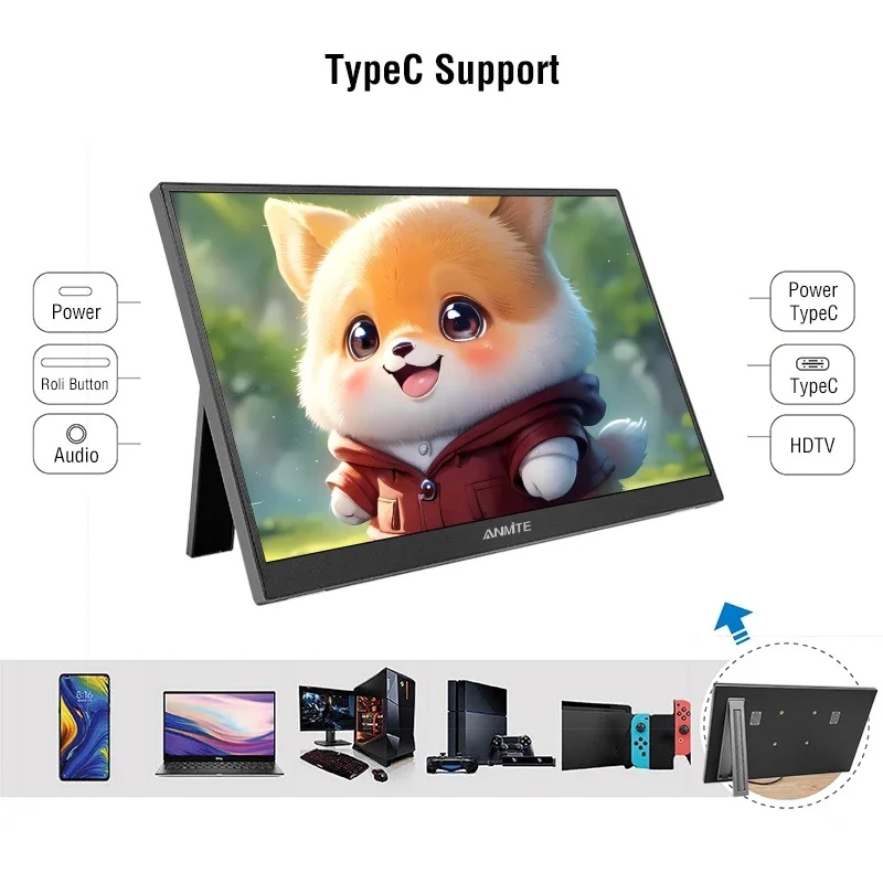 Anmite 14 Inch Touch Portable Monitor 1200P HDR IPS Gaming Monitor USB TYPE C HDMI For Phone Laptop Desktop PS4 - Image 1