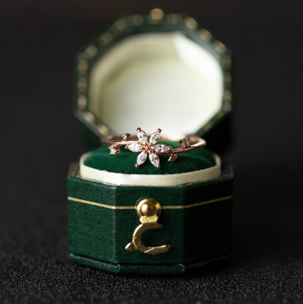 Floral Wedding Band For Women 18K 14K Gold S925 Silver Diamond Ring - Image 3