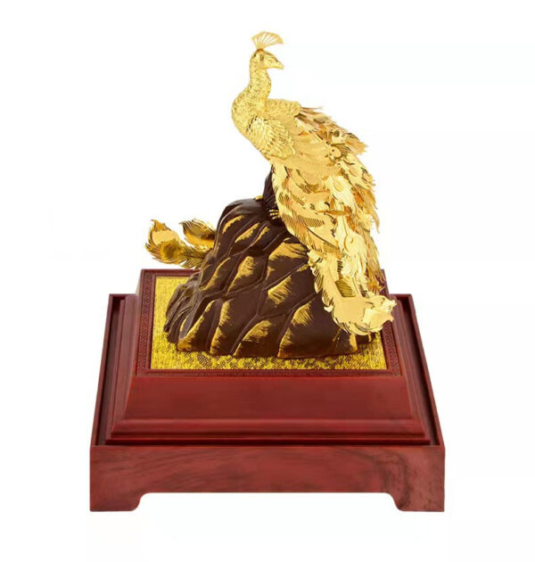 Gold Foil Peacock Resin Ornament Crafts - Image 2