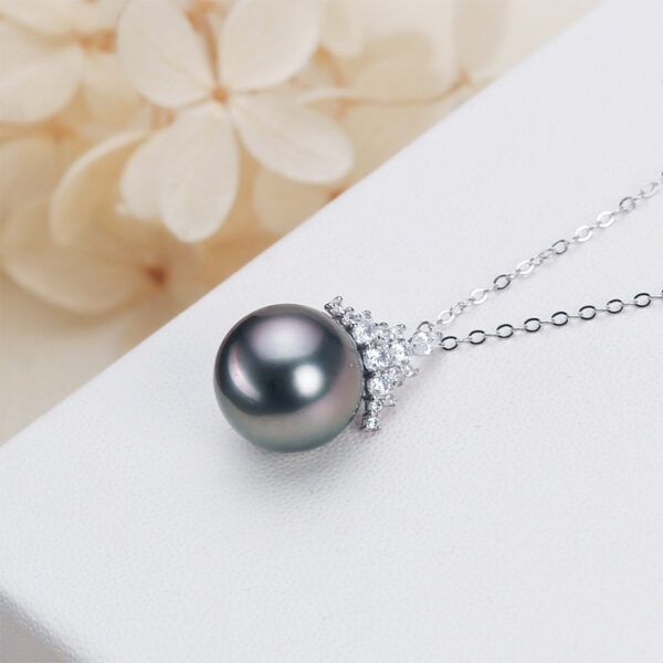 Black Pearl 18K Gold Pendant S925 Silver Necklace Female - Image 11