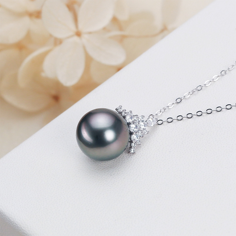 Black Pearl 18K Gold Pendant S925 Silver Necklace Female - Image 11