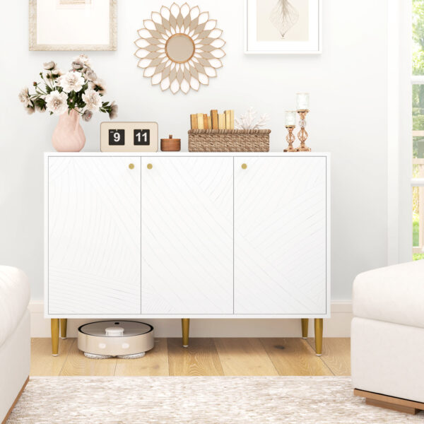 Elegant Two-Cupboard Sideboard - White/Gold-Tone - Image 5