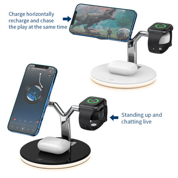 3 In 1 Magnetic Wireless Charger Stand Watch 15W Fast Charging Dock Station For Earbuds Pro - Image 9