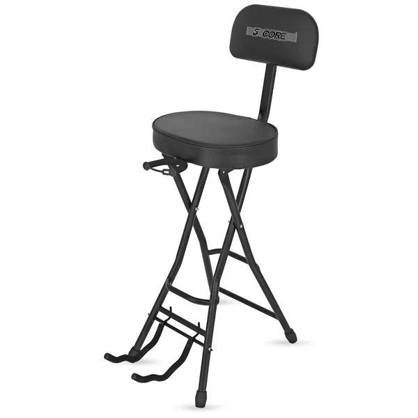 5Core Guitar Stool Adjustable Backrest Piano Chair 3.15" Padded Seat Music Stand - Image 5