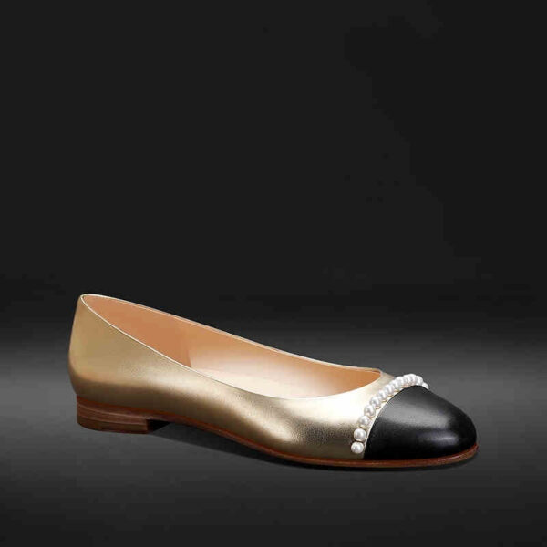 New Low-cut Gold Round Toe Pearl Women's Shoes - Image 8