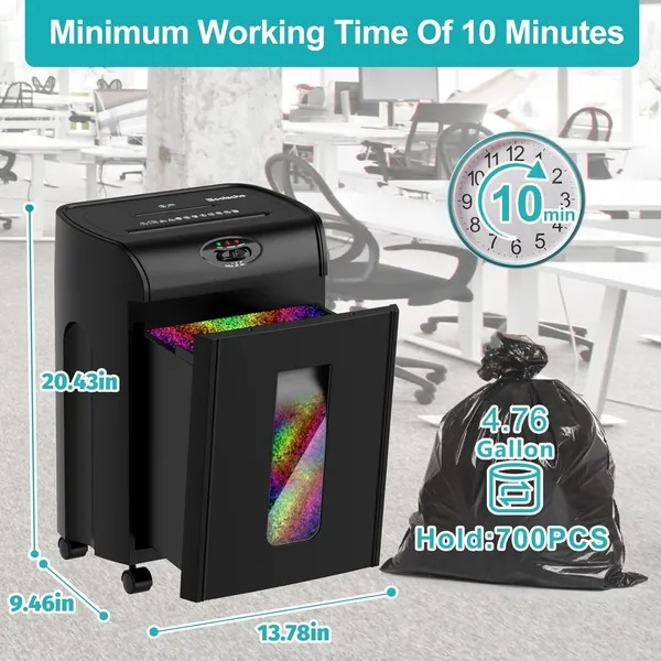 Woolsche Paper Shredder, 16-Sheet Cross Cut With 4.76-Gallon Pull Out Basket, P-4 Security Level, 3-Mode Design Shred Paper And CD/Credit Card, Durable&Fast With Jam Proof System Shredder For Office - Image 3
