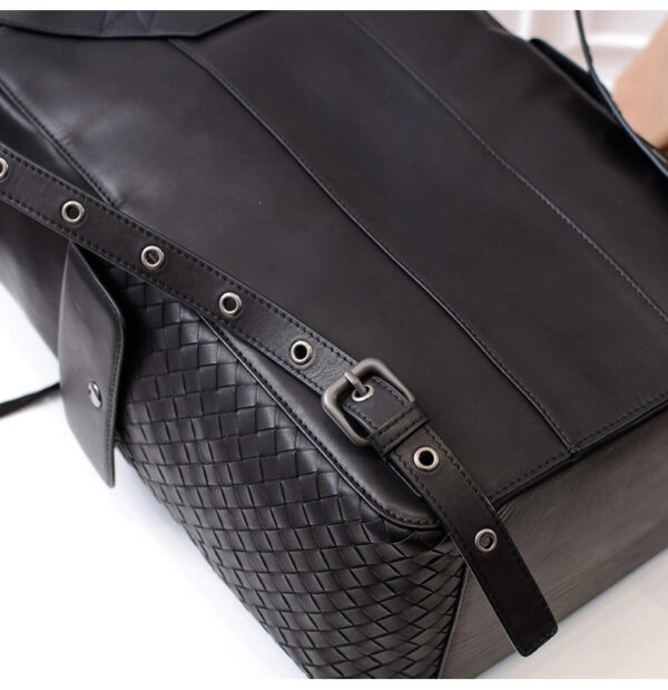 Fashion Men's Leather Braided Large Capacity Casual Backpack - Image 5