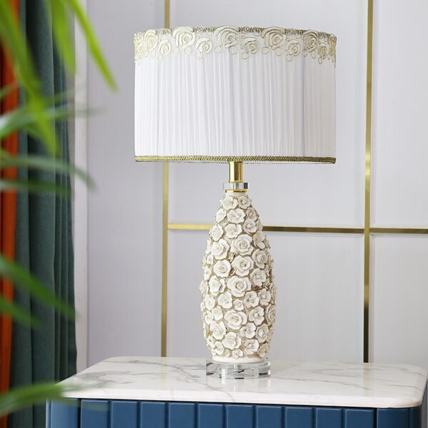 European-style Living Roomstudy Rose-gold-trimmed Remote-controlled Ceramic Table Lamp - Image 5