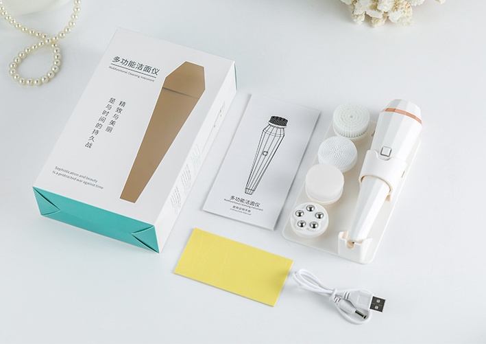 4 In 1 USB Rechargeable Electric Facial Cleansing Brush Soft Skin Care Portable Massager Face Brush Deep Cleaning Device - Image 4