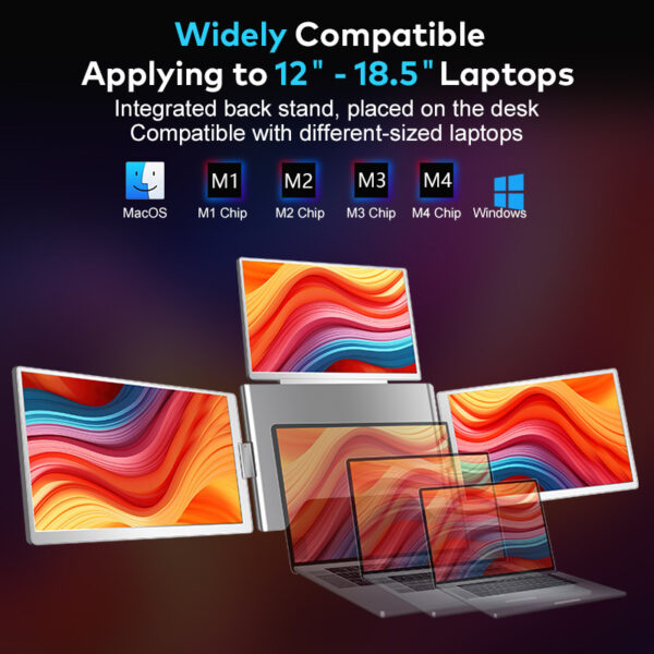 Portable Triple-screen Display Connect Three Screens With A Single Cable Laptop Secondary Display Monitor - Image 9