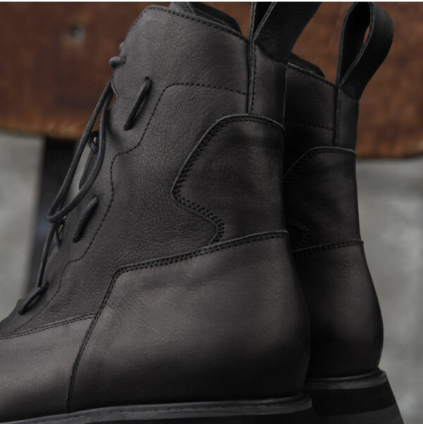 Men's Leather Boots Mid Top Platform Shoes Trend - Image 6