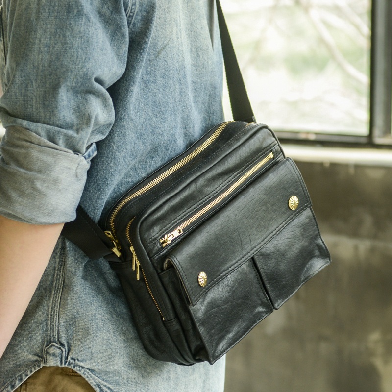 Handmade Top Layer Cowhide Japanese Street Casual Shoulder Bag - Image 9
