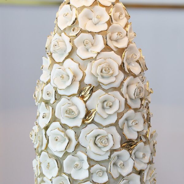 European-style Living Roomstudy Rose-gold-trimmed Remote-controlled Ceramic Table Lamp - Image 3