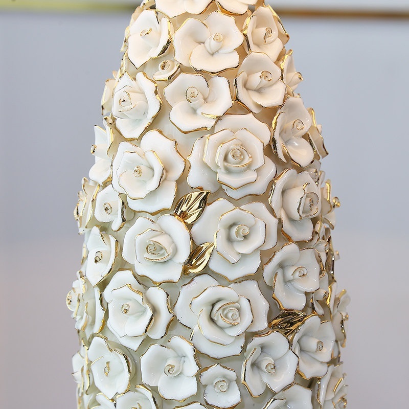 European-style Living Roomstudy Rose-gold-trimmed Remote-controlled Ceramic Table Lamp - Image 3