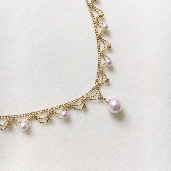 Aurora Japanese 18k Gold Lace Pearl Necklace - Image 7