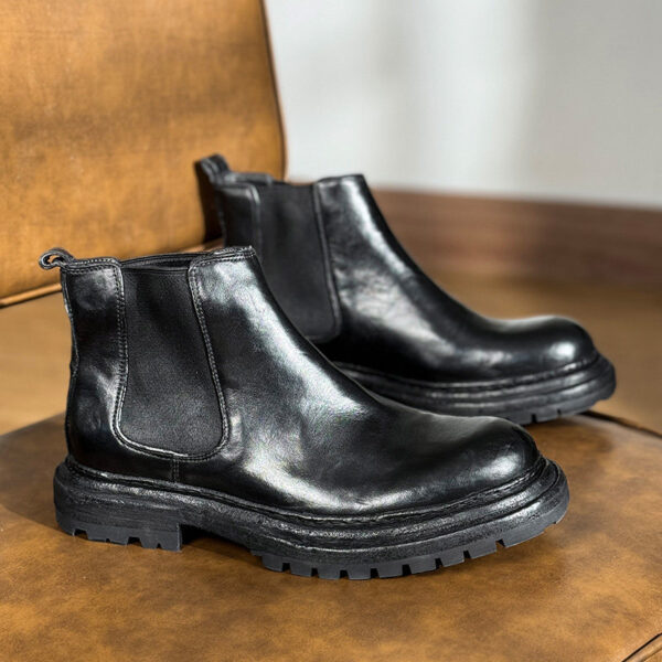 Men's Business Thick-Sole Height-Increasing Vintage Leather Boots - Image 5