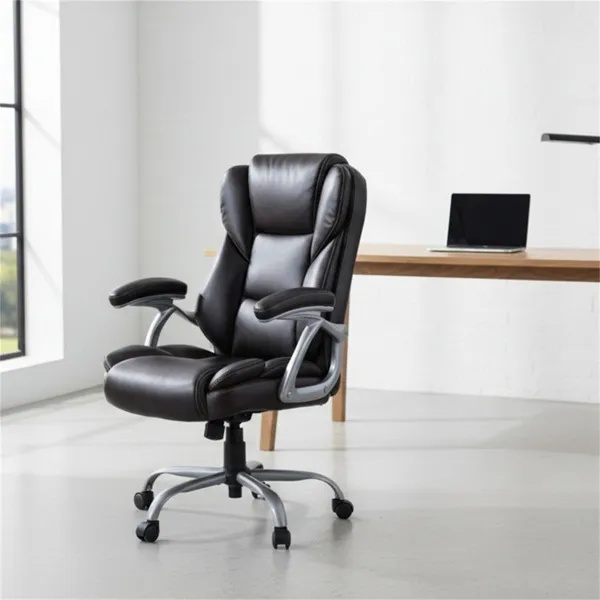 Ergonomic Executive Office Chair With Contoured Backrest, Adjustable Height & Recline For Home Office-Brown - Image 2