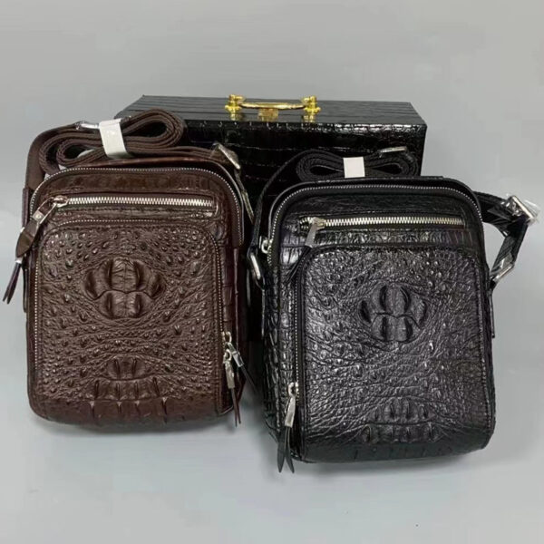 Crocodile Leather Men's Casual All-matching Crossbody Bag - Image 8