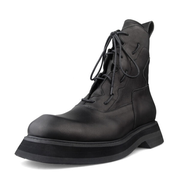 Men's Leather Boots Mid Top Platform Shoes Trend - Image 2