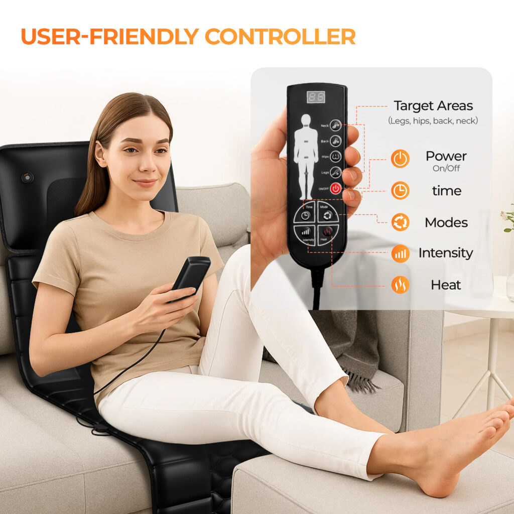 Amazon Restricted Products Foldable Massage Mattress Controller With Smart Heating And Timer, Perfect For Full-body Relaxation At Home, Portable And Convenient For Home Use