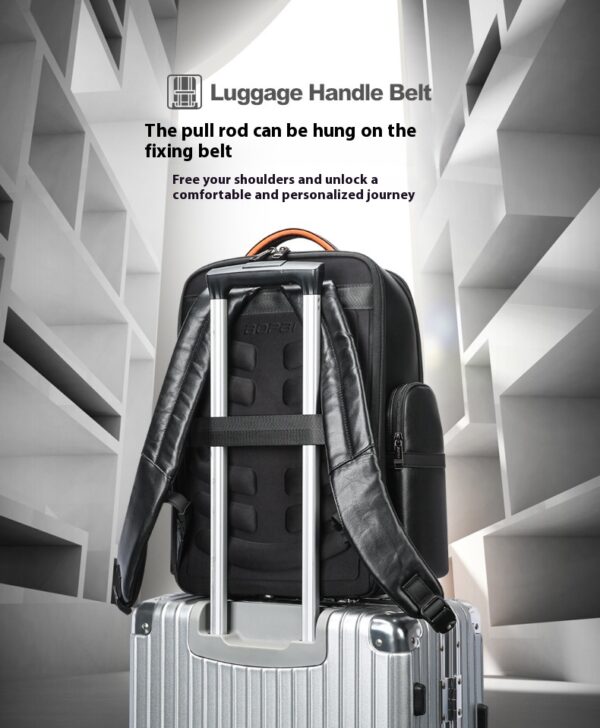 Genuine Leather Men's Commuter Backpack First Layer Cowhide - Image 14