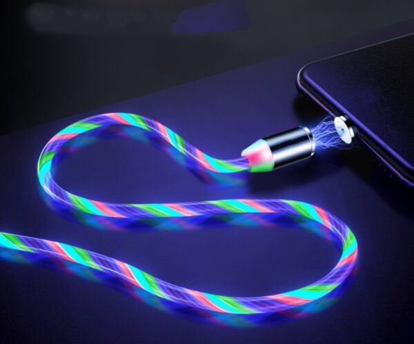 Compatible with Apple, Flowing Ligh Magnetic Streamer Data Line Cable for Iphone Android Typec - Image 23