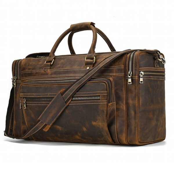 Large Capacity Retro Crazy Horse Leather Travel Bag - Image 10