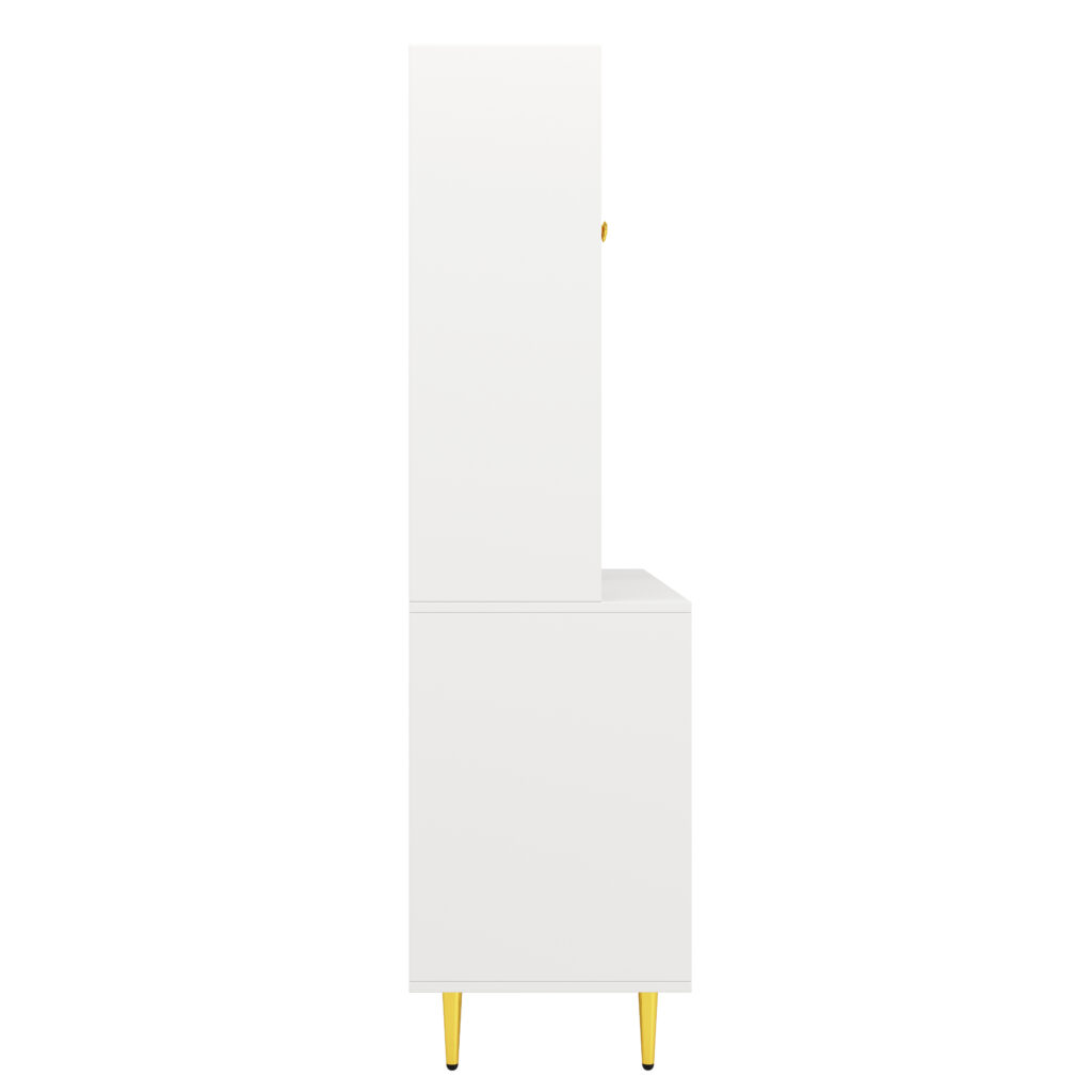 Multi-purpose Storage Cabinet145 X 39 X 171 Cm, Modern Design, With Changhong Glass Door, Wine Glass Holder, Multi-layered Storage Space, White With Gold Decoration, Suitable For Home And Restaurant