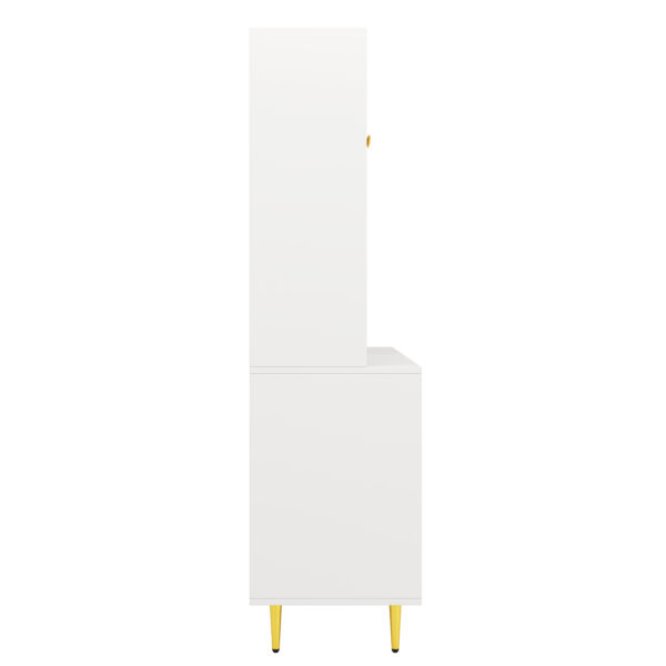 Multi-purpose Storage Cabinet145 X 39 X 171 Cm, Modern Design, With Changhong Glass Door, Wine Glass Holder, Multi-layered Storage Space, White With Gold Decoration, Suitable For Home And Restaurant - Image 17