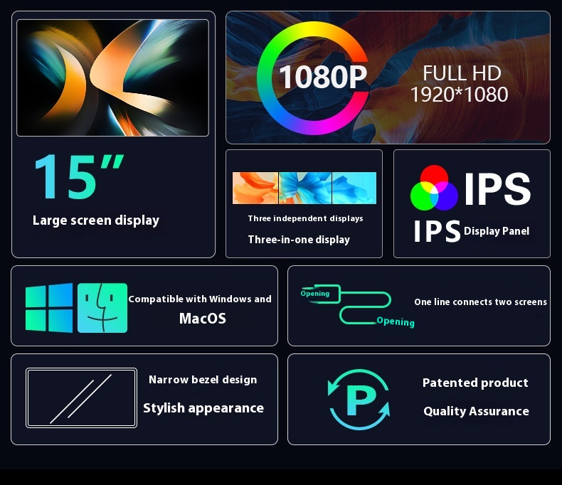 Portable Display Single-screen Dual-screen Display Three-screen Portable Display Notebook Sub-screen - Image 12