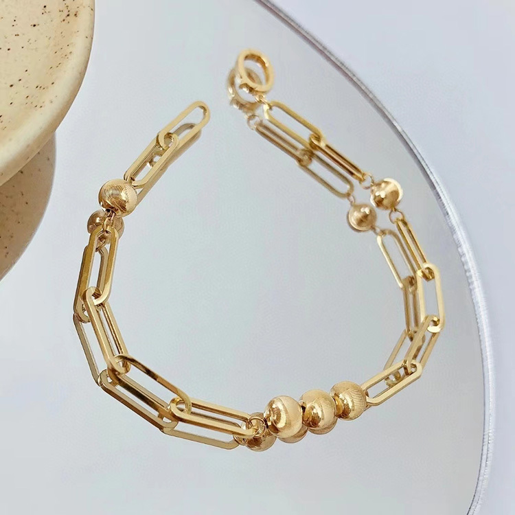 18K Gold Cat Eyeball Checker Handmade Thick Bracelet - Image 5