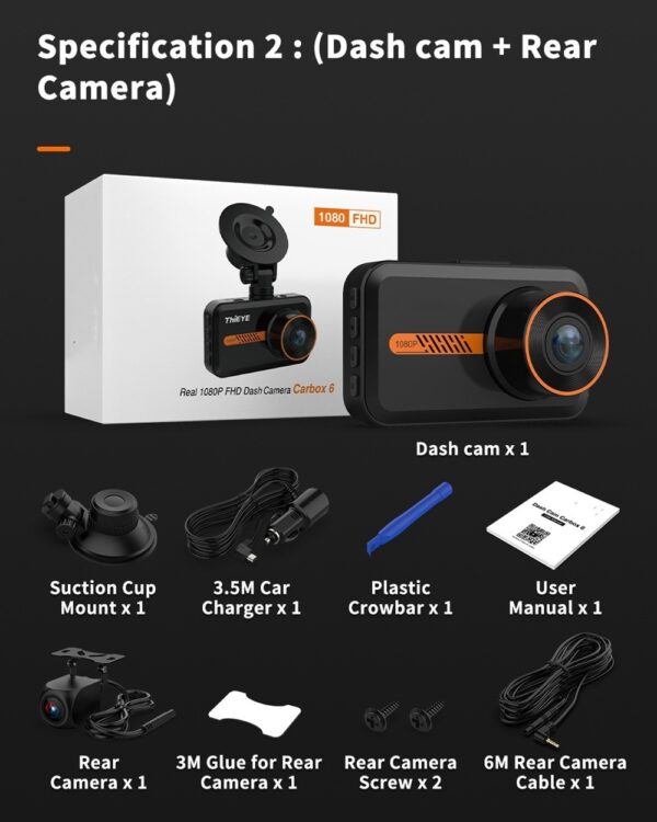 Dash Cam Front And Rear Car Camera Dual Dashcam 1080P FHD - Image 11