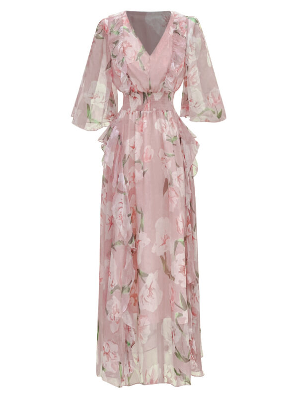 Women's Sweet And Elegant Printed Chiffon Dress - Image 9