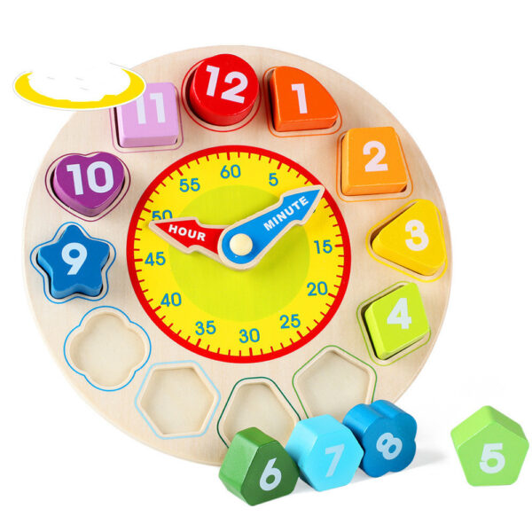 Digital Clock Wooden Cognitive Learning Alarm Clock Early Education Educational Toys For Children - Image 3