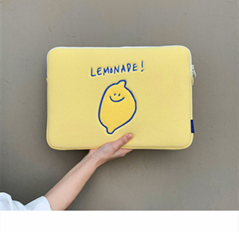 Compatible with Apple, Winter Korean Ins Niche Design Lemon Embroidery Letters IPad Tablet Laptop Bag Storage Bag - Image 6