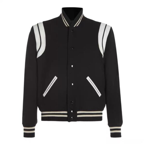 Aviator Wool Jacket Spring And Autumn Black And White Stitching - Image 16
