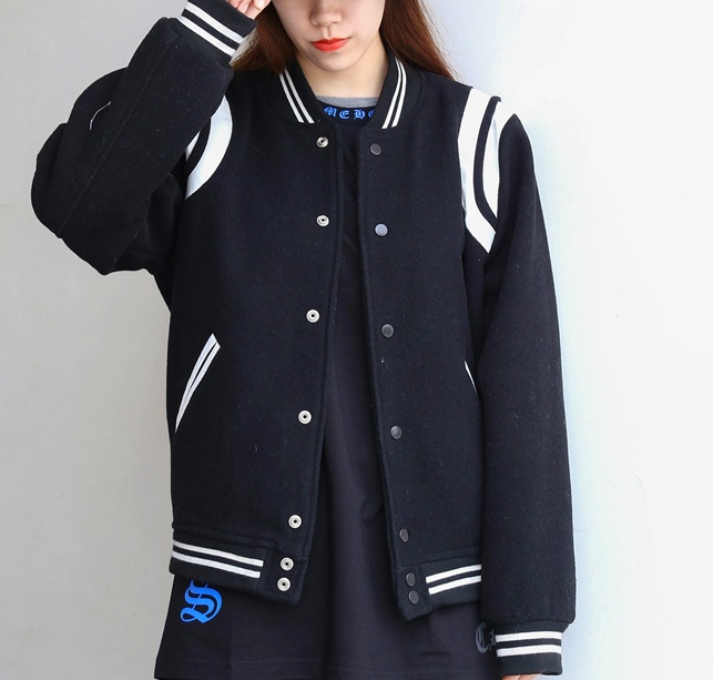 Aviator Wool Jacket Spring And Autumn Black And White Stitching - Image 17