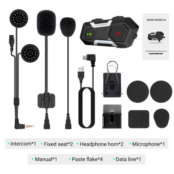 HEROBIKER Motorcycle Intercom Helmet Headset Helmet Waterproof Speaker Interphone Moto Headset Wireless Intercomunicador 1200M - Image 5