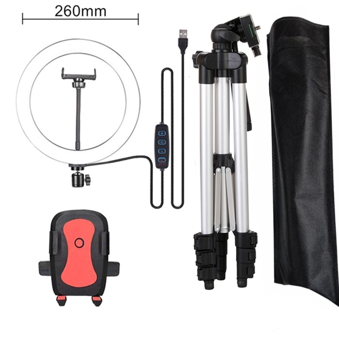 Compatible with Apple, Ring Light Aluminum Alloy Live Tripod Live Beauty Light With Mobile Phone Holder With Remote Control - Image 1