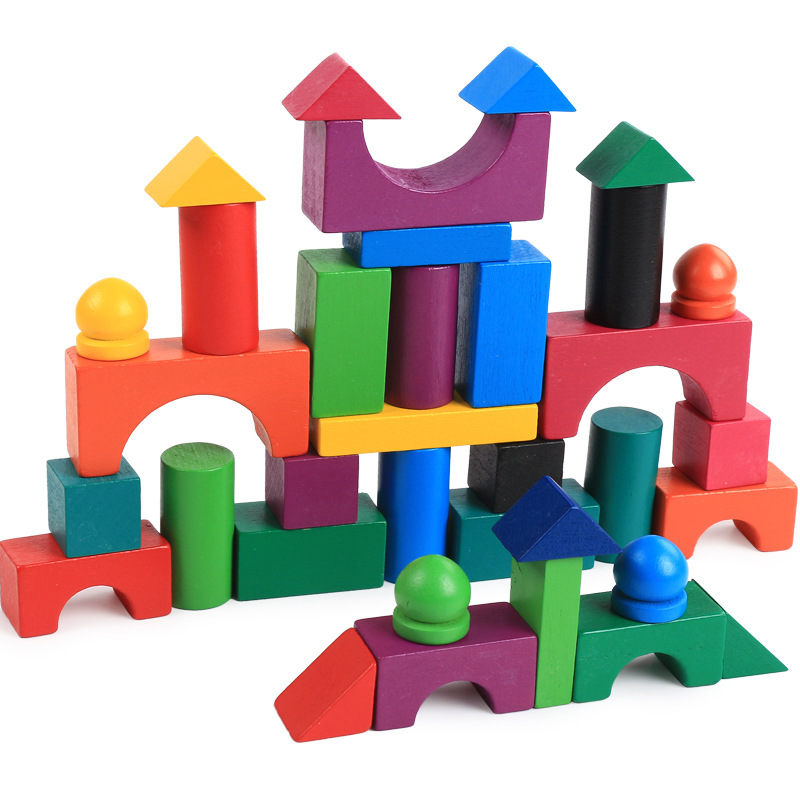 Wooden Grains Color Building Blocks Kindergarten Children Early Childhood Parenting Toy For Kids - Image 11