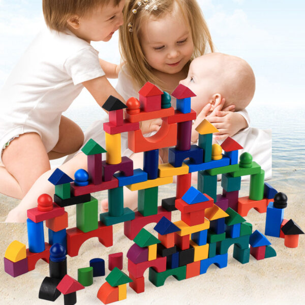 Wooden Grains Color Building Blocks Kindergarten Children Early Childhood Parenting Toy For Kids - Image 10