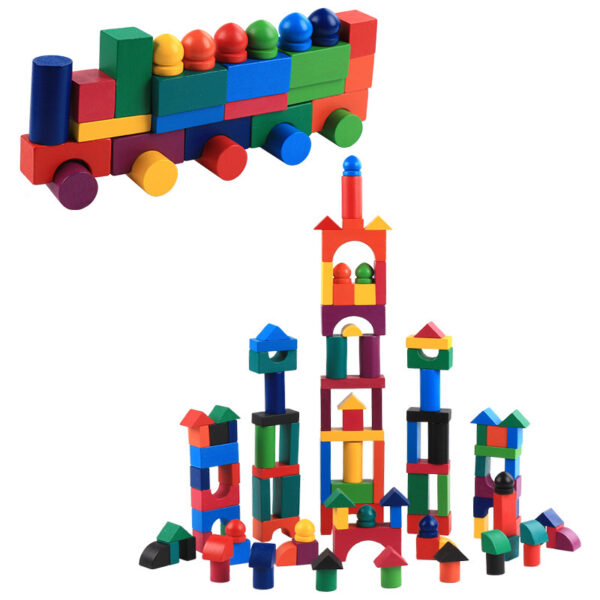 Wooden Grains Color Building Blocks Kindergarten Children Early Childhood Parenting Toy For Kids - Image 12