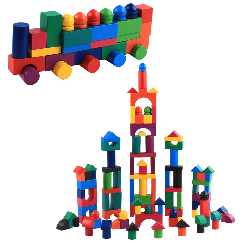 Wooden Grains Color Building Blocks Kindergarten Children Early Childhood Parenting Toy For Kids - Image 12