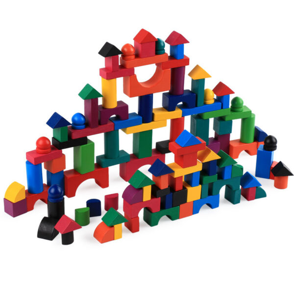 Wooden Grains Color Building Blocks Kindergarten Children Early Childhood Parenting Toy For Kids - Image 2