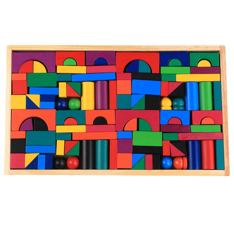 Wooden Grains Color Building Blocks Kindergarten Children Early Childhood Parenting Toy For Kids - Image 13