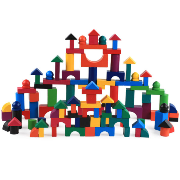 Wooden Grains Color Building Blocks Kindergarten Children Early Childhood Parenting Toy For Kids - Image 4