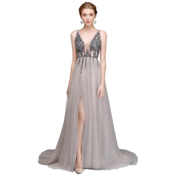 Autumn Sexy Long Tail Banquet Deep V-neck Evening Dress - Image 38